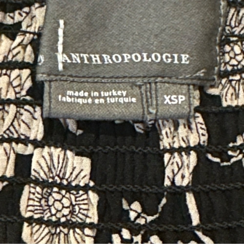 Anthropologie Black Tiered Floral Lined Mini Skirt Women’s Size XSP - Picture 5 of 8